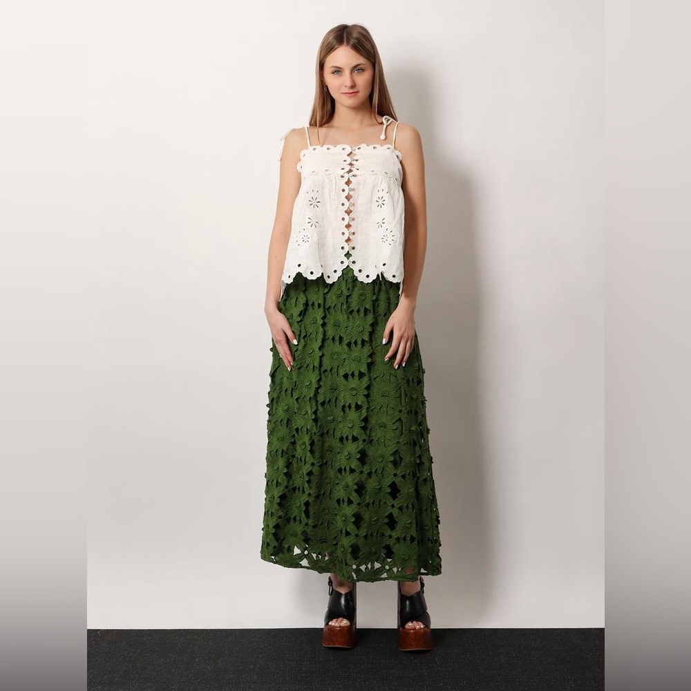FARM Rio Green Richelieu Midi Skirt - Picture 4 of 10